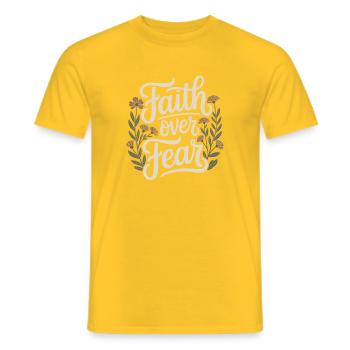 Faith Faith Over Fear Jesus God Bible Verse Church - Men's T-Shirt - yellow - Front - AI Model Male 178 dark (178cm)