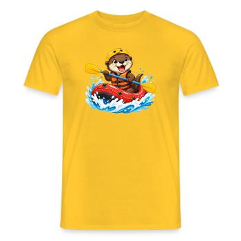 Kleiner Otter Kayak Abenteuer - Männer T-Shirt - Gelb - Vorne - AI Model Male 178 dark (178cm)