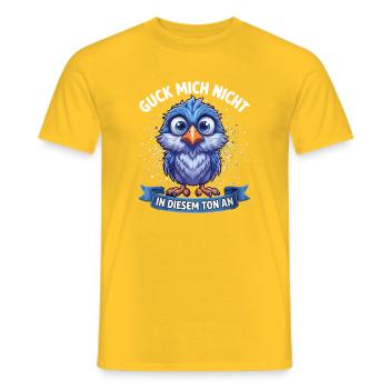 Blauer Papagei Spruch: Guck Mich Nicht - Männer T-Shirt - Gelb - Vorne - AI Model Male 178 dark (178cm)