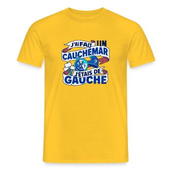 Cauchemar j'etais de gauche humour - T-shirt homme - jaune - Devant - AI Model Male 178 dark (178cm)