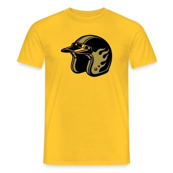 Motorcycle Helmet Flames Biker Motorcycle Club - Men's T-Shirt - yellow - Front - AI Model Male 178 dark (178cm)