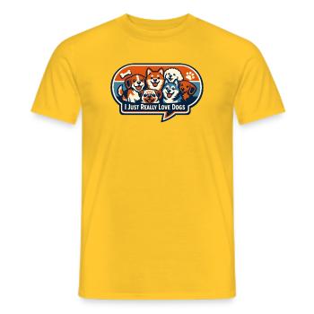 Ich liebe Hunde Patchdesign - Männer T-Shirt - Gelb - Vorne - AI Model Male 178 dark (178cm)