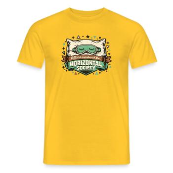 Official member of the Horizontal Society - Men's T-Shirt - yellow - Front - AI Model Male 178 dark (178cm)