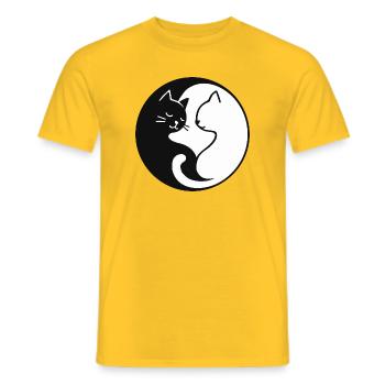 Yin Yang : chats - T-shirt homme - jaune - Devant - AI Model Male 178 dark (178cm)