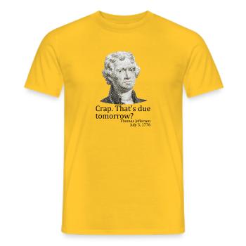 Mince, c’est à rendre demain, Jefferson, le 4 juillet - T-shirt homme - jaune - Devant - AI Model Male 178 dark (178cm)