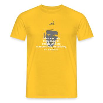 WS Burroughs Zitat auf Silence - Männer T-Shirt - Gelb - Vorne - AI Model Male 178 dark (178cm)