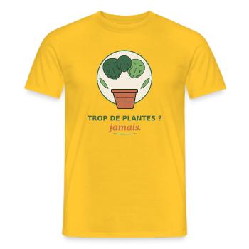 Trop de plantes jamais - T-shirt homme - jaune - Devant - AI Model Male 178 dark (178cm)