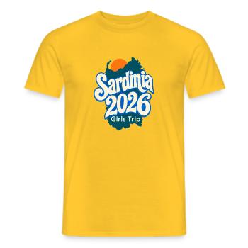 Funny Girls Trip Gifts, Sardinia 2026 Girls Trip - Men's T-Shirt - yellow - Front - AI Model Male 178 dark (178cm)