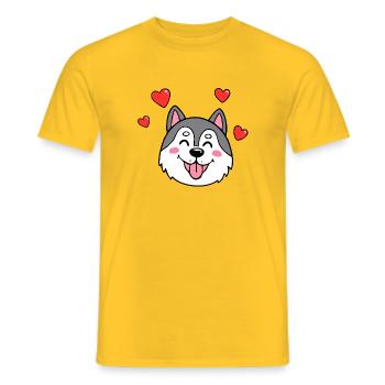 Alaskan Husky/Malamute (Comic Portrait) - Men's T-Shirt - yellow - Front - AI Model Male 178 dark (178cm)
