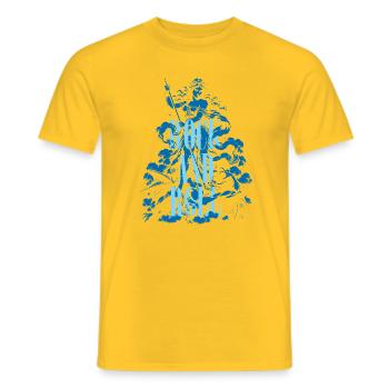 Rock and Roll Angel fight with Devil - Men's T-Shirt - yellow - Front - AI Model Male 178 dark (178cm)