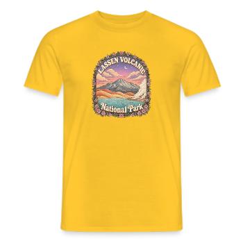 Volcanic National Park, USA, California - Men's T-Shirt - yellow - Front - AI Model Male 178 dark (178cm)