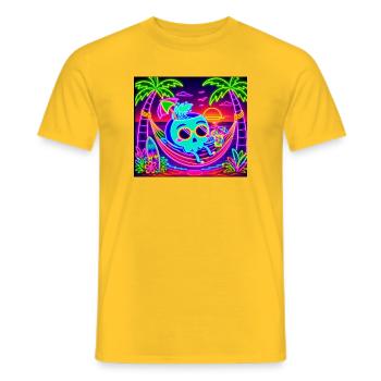 Neon-Schädel-Hängematte Sommersonne - Männer T-Shirt - Gelb - Vorne - AI Model Male 178 dark (178cm)