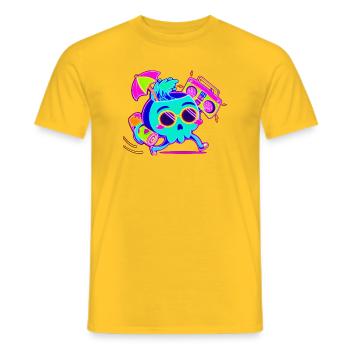 Neon skeleton with retro party vibes - Men's T-Shirt - yellow - Front - AI Model Male 178 dark (178cm)