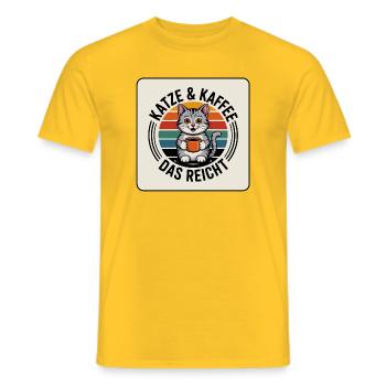 Katze & Kaffee – Das Reicht - Männer T-Shirt - Gelb - Vorne - AI Model Male 178 dark (178cm)