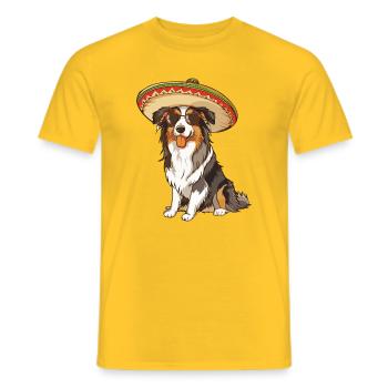 Border Collie Hund Lustig Sombrero - Männer T-Shirt - Gelb - Vorne - AI Model Male 178 dark (178cm)