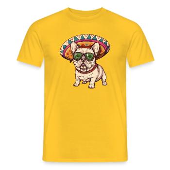 Sombrero de chien Buldog français - T-shirt homme - jaune - Devant - AI Model Male 178 dark (178cm)