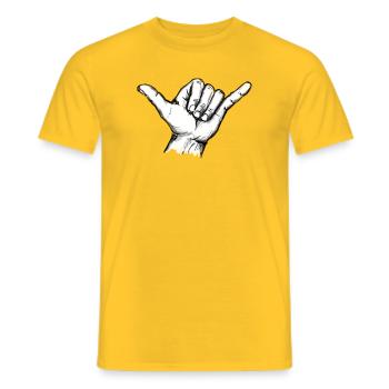 Shaka Surf Greeting Hand Sign – Illustration - Men's T-Shirt - yellow - Front - AI Model Male 178 dark (178cm)