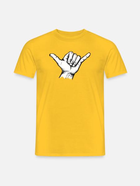 Shaka Surfgruß Handzeichen – Illustration - Männer T-Shirt - Gelb