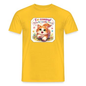 Cuddly Kitten Cuddle Time Design - Men's T-Shirt - yellow - Front - AI Model Male 178 dark (178cm)