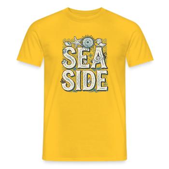 Mer et plage - T-shirt homme - jaune - Devant - AI Model Male 178 dark (178cm)