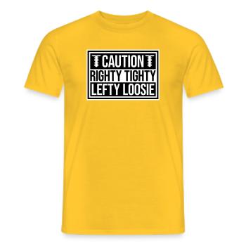 Righty Tighty Lefty Loosie Funny DIY Logo - Men's T-Shirt - yellow - Front - AI Model Male 178 dark (178cm)