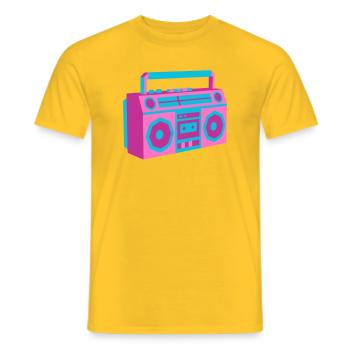 Boombox Ghettoblaster 80er Retro Roller Disco - Männer T-Shirt - Gelb - Vorne - AI Model Male 178 dark (178cm)