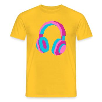 Kopfhörer 80er Retro Synthwave DJ Musik Gamer - Männer T-Shirt - Gelb - Vorne - AI Model Male 178 dark (178cm)