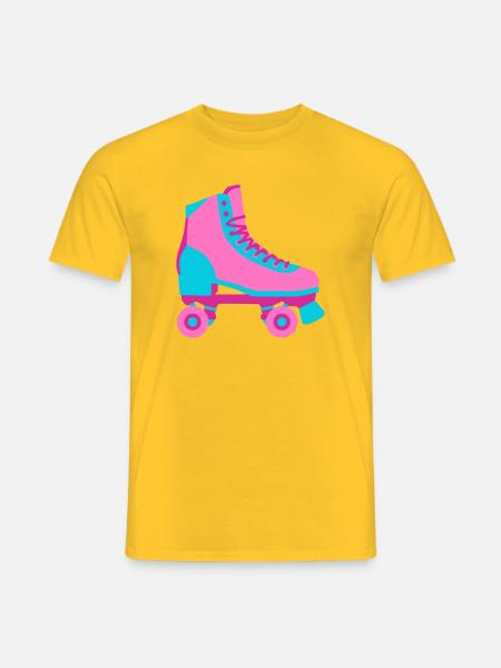 Rollschuh Rollschuhfahren Roller Derby 80er - Männer T-Shirt - Gelb