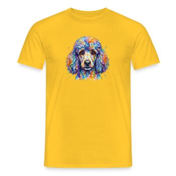 Colorful Poodle Portrait Print - Men's T-Shirt - yellow - Front - AI Model Male 178 dark (178cm)