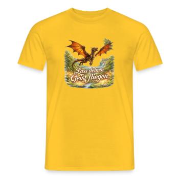 Geistflügel Drachentraum - Männer T-Shirt - Gelb - Vorne - AI Model Male 178 dark (178cm)