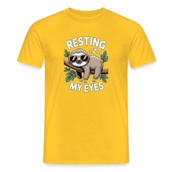 Resting My Eyes Sleeping Sloth - Men's T-Shirt - yellow - Front - AI Model Male 178 dark (178cm)
