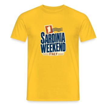 Week-end en Sardaigne Voyage entre filles en Italie Souvenir - T-shirt homme - jaune - Devant - AI Model Male 178 dark (178cm)