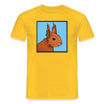 Squirrel Illustration Blue - Men's T-Shirt - yellow - Front - AI Model Male 178 dark (178cm)