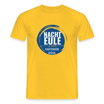 Nachteule – Zu 100% funktioniere später - Männer T-Shirt - Gelb - Vorne - AI Model Male 178 dark (178cm)