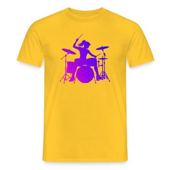 Jouer de la batterie Cadeau pour le percussionniste - T-shirt homme - jaune - Devant - AI Model Male 178 dark (178cm)