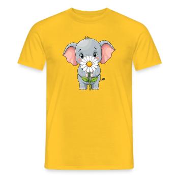 Kleiner Elefant mit Blume - Männer T-Shirt - Gelb - Vorne - AI Model Male 178 dark (178cm)
