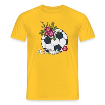 Fußball mit Rosen Österreich - Männer T-Shirt - Gelb - Vorne - AI Model Male 178 dark (178cm)