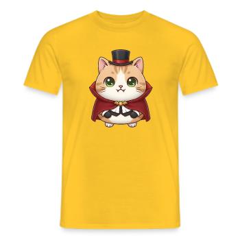 Cat as a vampire - Men's T-Shirt - yellow - Front - AI Model Male 178 dark (178cm)