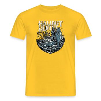 Halibut Hunter Expert - Men's T-Shirt - yellow - Front - AI Model Male 178 dark (178cm)