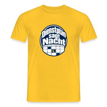 Dienstplan sagt Nacht Pflegekraft Nachtschicht Hum - Men's T-Shirt - yellow - Front - AI Model Male 178 dark (178cm)