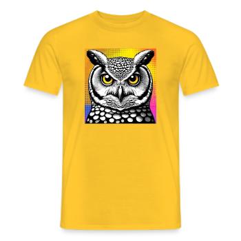 Eule - Männer T-Shirt - Gelb - Vorne - AI Model Male 178 dark (178cm)