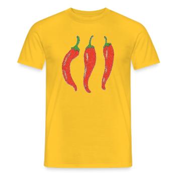 Dreifache Chili Grafik impressionismus - Männer T-Shirt - Gelb - Vorne - AI Model Male 178 dark (178cm)