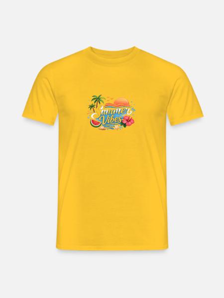 Summer Vibes Tropical Beach T-Shirt Design - Männer T-Shirt - Gelb
