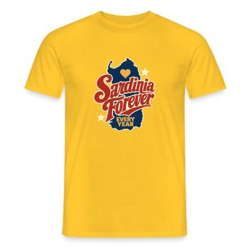 Sardinia Forever Every Year, Island Love Travel Sa - Men's T-Shirt - yellow - Front - AI Model Male 178 dark (178cm)