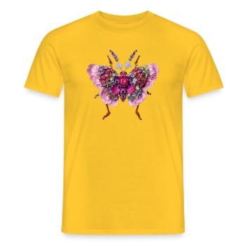 Florale Schmetterling Rosa Hortensie Lavendel - Männer T-Shirt - Gelb - Vorne - AI Model Male 178 dark (178cm)