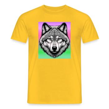 Wolf - Männer T-Shirt - Gelb - Vorne - AI Model Male 178 dark (178cm)