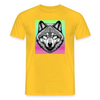 Wolf - Männer T-Shirt - Gelb - Vorne - AI Model Male 178 dark (178cm)