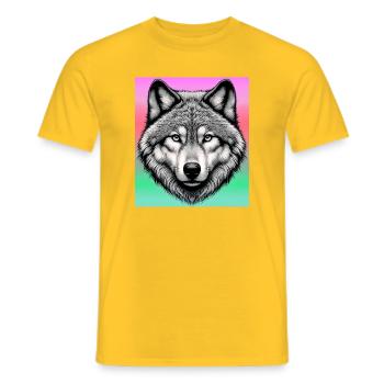 Wolf - Männer T-Shirt - Gelb - Vorne - AI Model Male 178 dark (178cm)