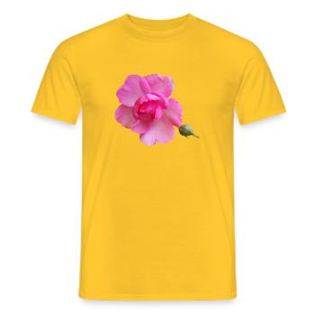 Vibrant_Pink_Rose_Bloom - Men's T-Shirt - yellow - Front - AI Model Male 178 dark (178cm)