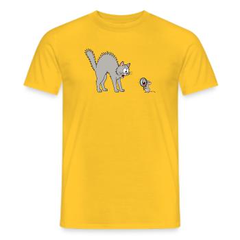 Le chat et la souris | Motif de dessin animé drôle - T-shirt homme - jaune - Devant - AI Model Male 178 dark (178cm)